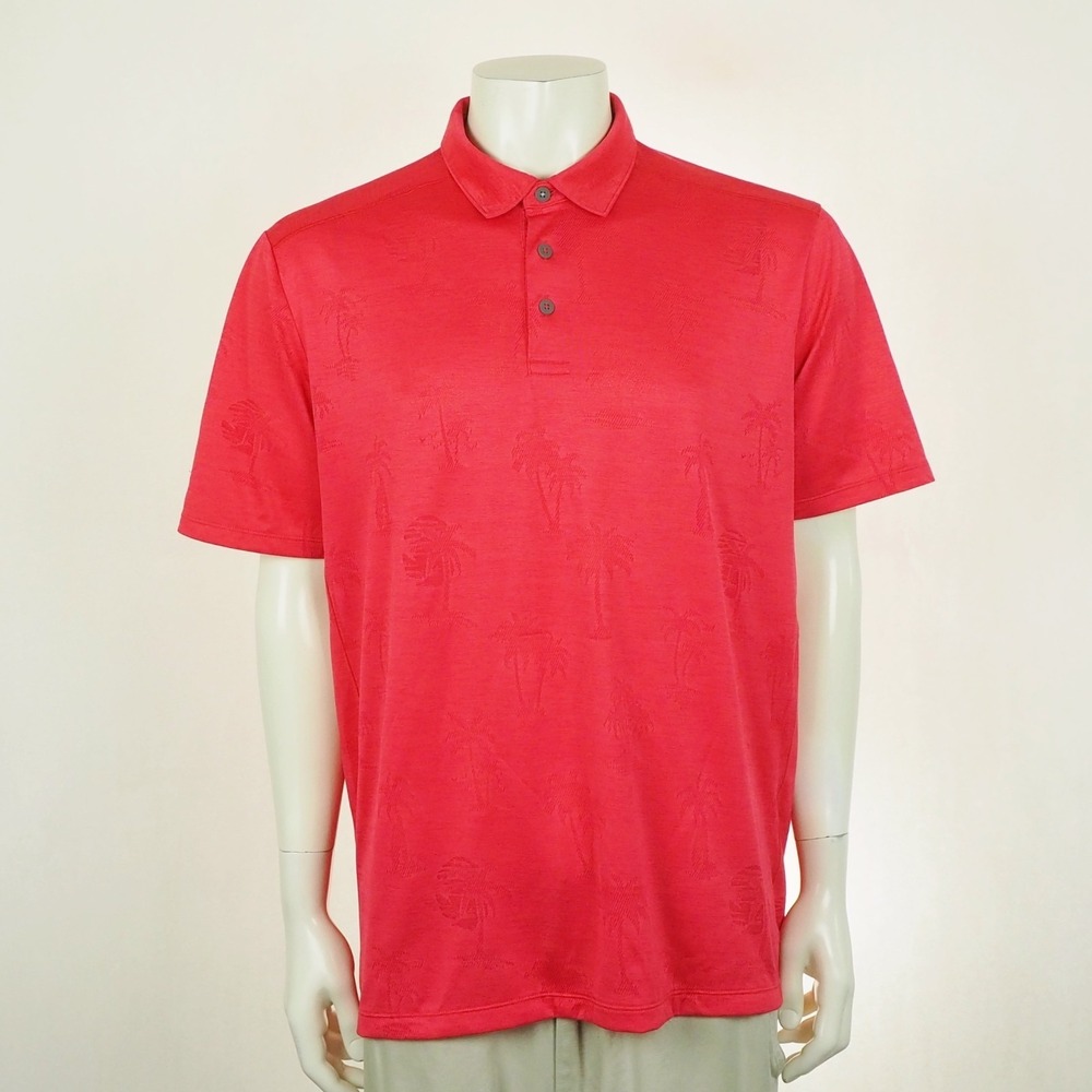 Tommy Bahama IslandZone Polo Shirt Mens XL Red Floral Aloha Hawaiian Jacquard